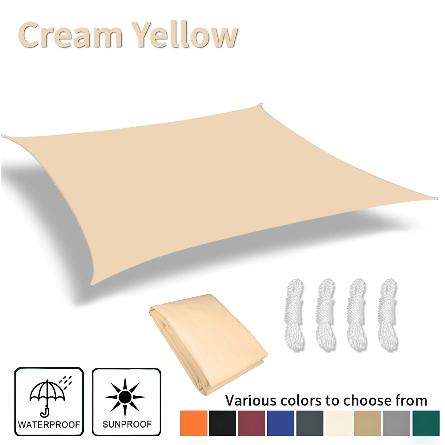 Waterproof Rectangle Sun Shade Sail – 98% UV Block Canopy