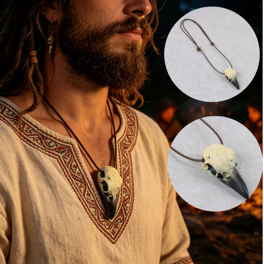 Viking Raven Skull Pendant Necklace Gothic Crow Head Amulet Halloween Peaceful Pleasures Health and Wellness