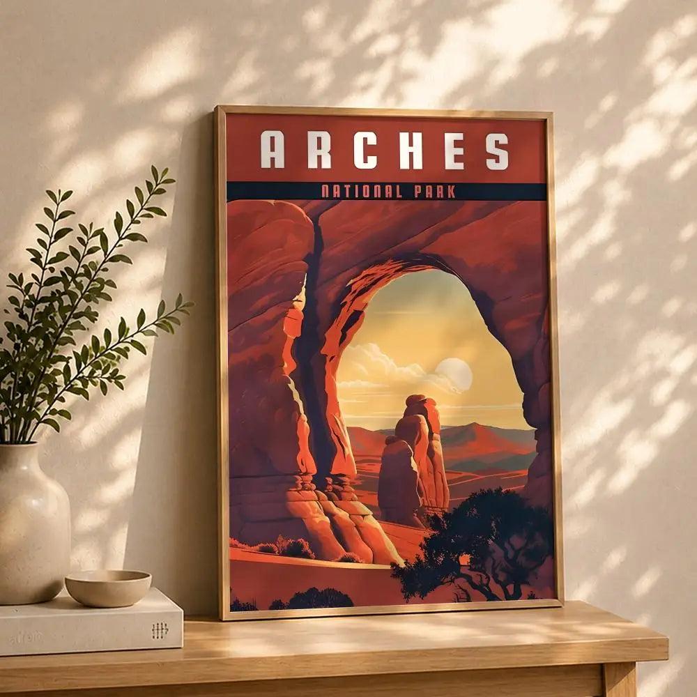 Scenery A-Arches National ParkS Poster HD Self Adhesive Waterproof Wall Art Ideal for Home Office Dorm Bedroom Great Gift Peaceful Pleasures Health and Wellness