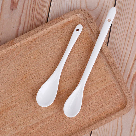 White Ceramic Porcelain Spoons – Coffee Tea Dessert Cutlery