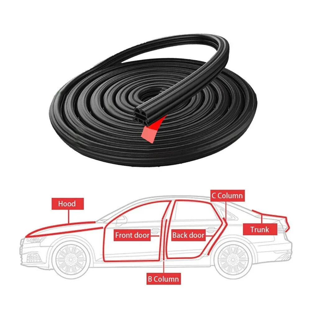 3-Layer Seal Strip Car Door Seal Strips Sound Insulation Weatherstrip Accessories Auto 5M Rubber Strips Peaceful Pleasures Health and Wellness