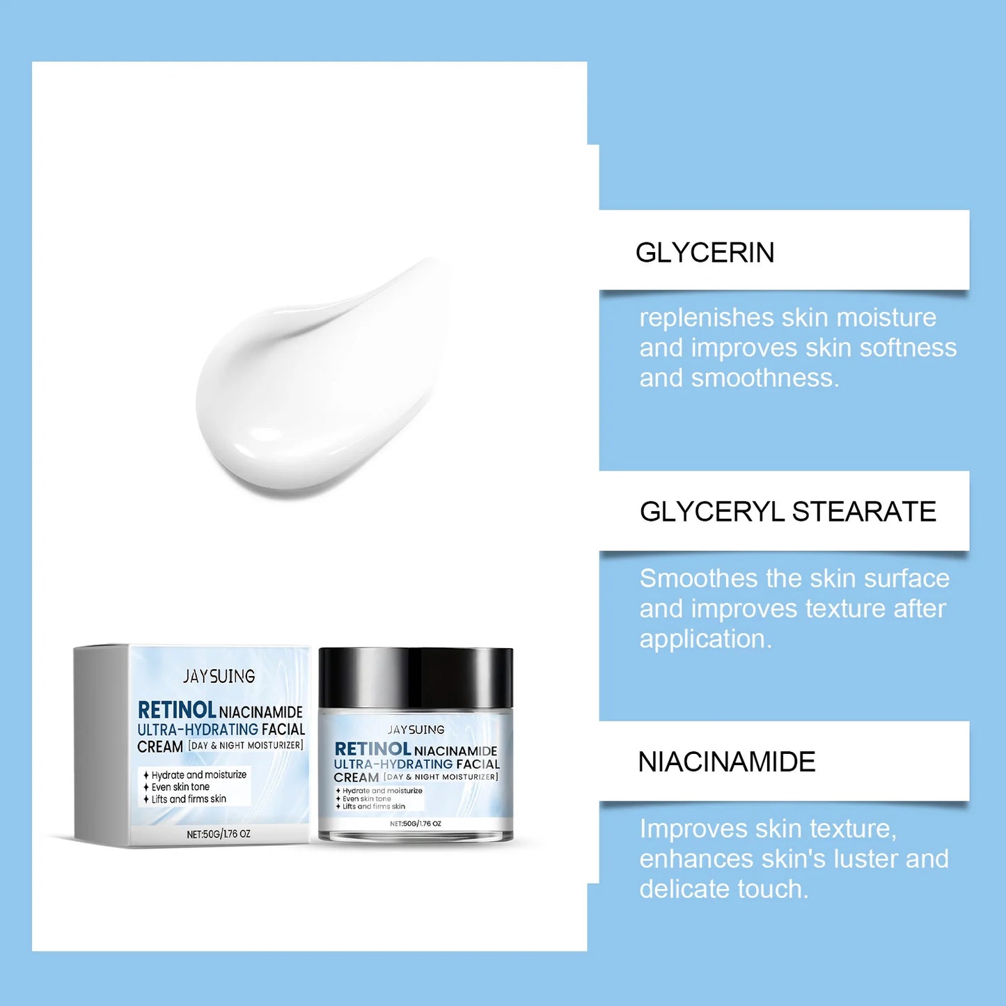 Nicotinamide Face Cream Improve Sagging Dry Skin Anti-Wrinkle Enhances Luster Reduce Dullness Dark Spots Hydrating Facial Cream Peaceful Pleasures Health and Wellness