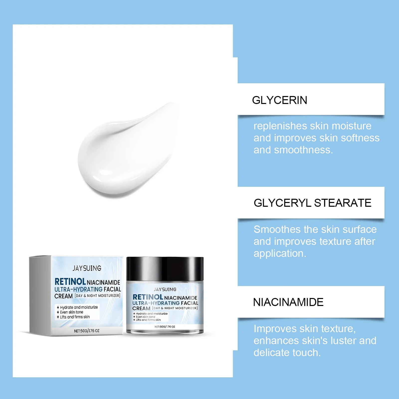 Nicotinamide Face Cream Improve Sagging Dry Skin Anti-Wrinkle Enhances Luster Reduce Dullness Dark Spots Hydrating Facial Cream Peaceful Pleasures Health and Wellness