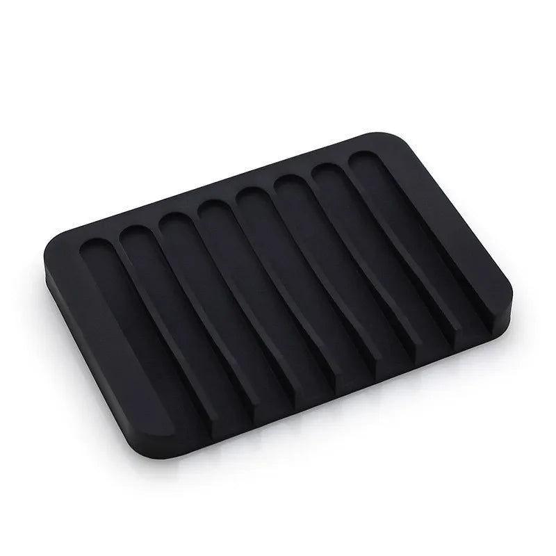 Home Silicone Drain Soap Box Kitchen Bathroom Anti-slip Sink Tray Creative Washing Table Soap Tray Free Punch Drain Rack Peaceful Pleasures Health and Wellness Black