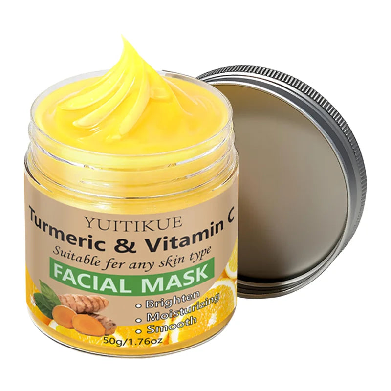 YUITIKUE Turmeric & Vitamin C Facial Mask 50g Brightening & Moisturizing Care for Smooth Skin Peaceful Pleasures Health and Wellness 1pc