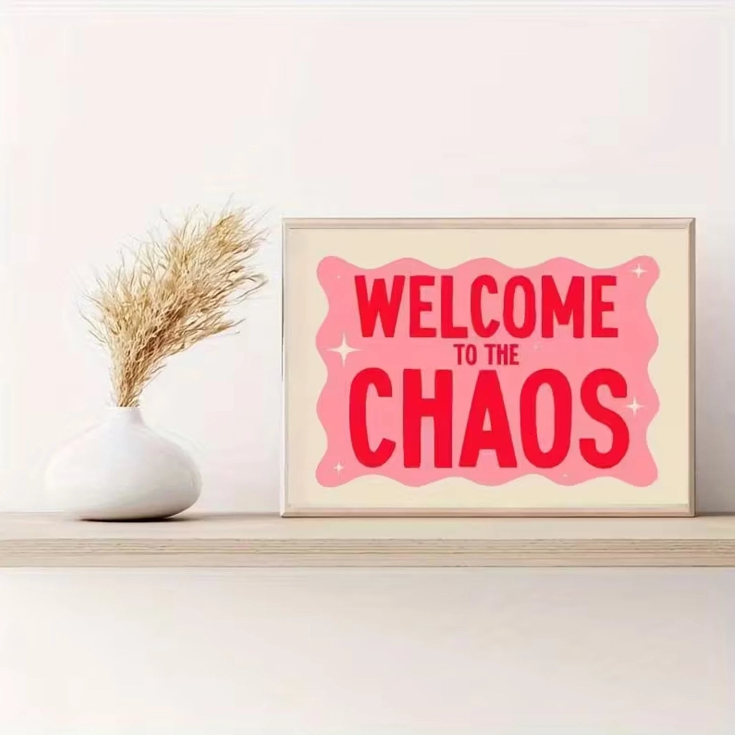 "Welcome To The Chaos" Pink Canvas Wall Art Print Canvas Wall Art Peaceful Pleasures Health and Wellness