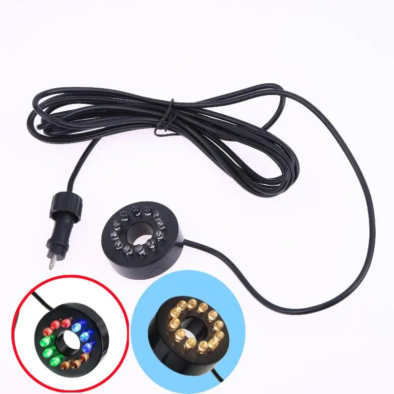 12V 12-LED Garden Pond Light Ring, DIY Waterproof Accessory for Underwater Submersible Fountain Pumps Craft Peaceful Pleasures Health and Wellness
