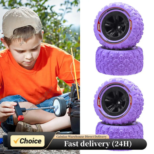 4Pcs 12mm Hex RC Wheels and Tires Swamp Claw Mud Terrain Tires Accessories RC Tires Wheels for 1/14 1/16 RC Car Crawler Peaceful Pleasures Health and Wellness