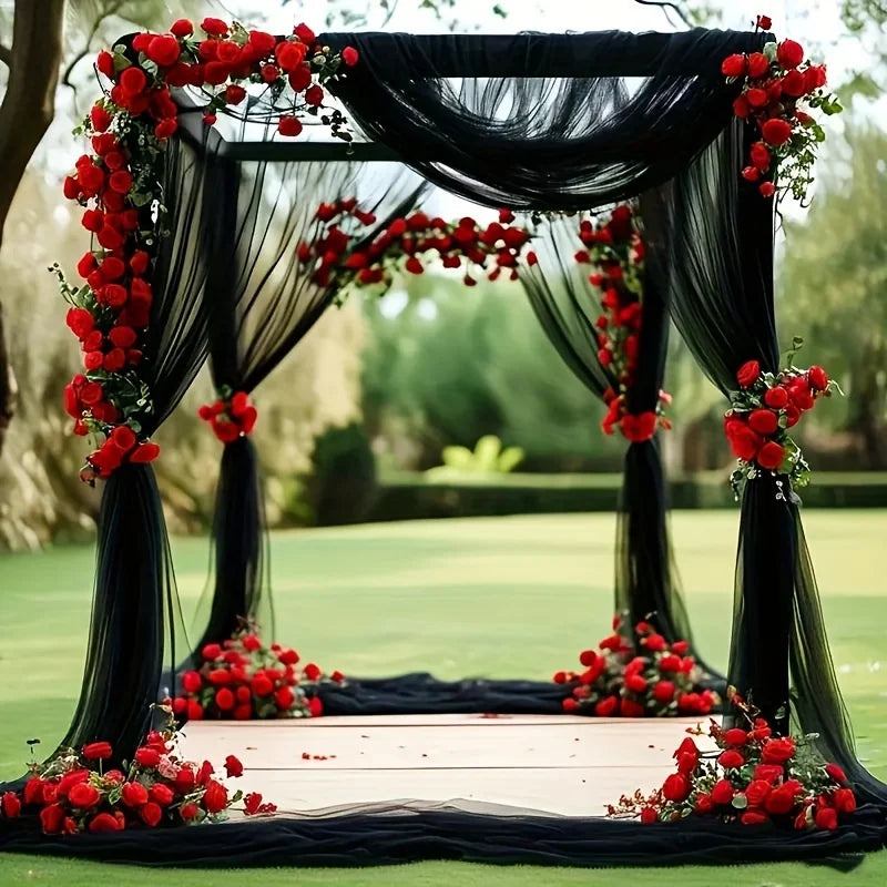 Black Tulle Draping Fabric 8M x2 – Wedding Arch & Party Decor