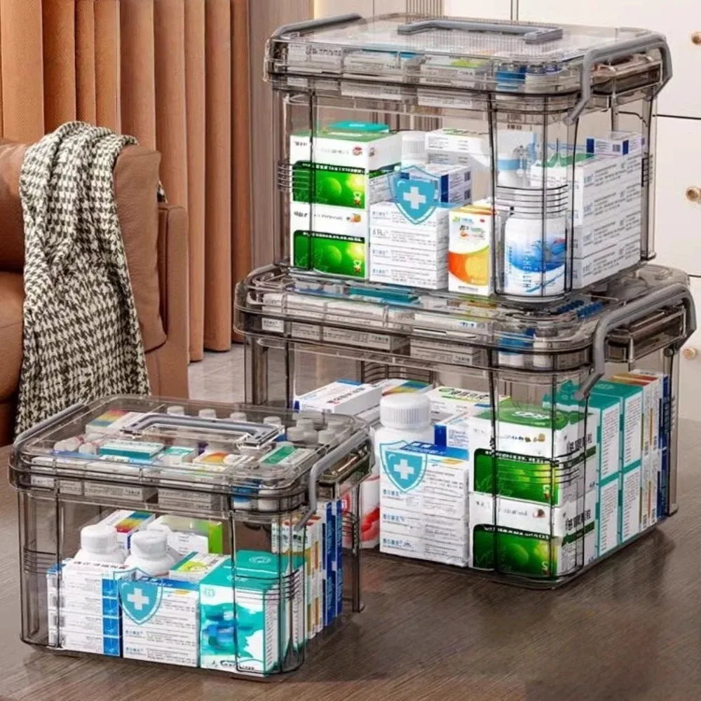 Clear Medicine Organizer Storage Box with Tray | First Aid Chest