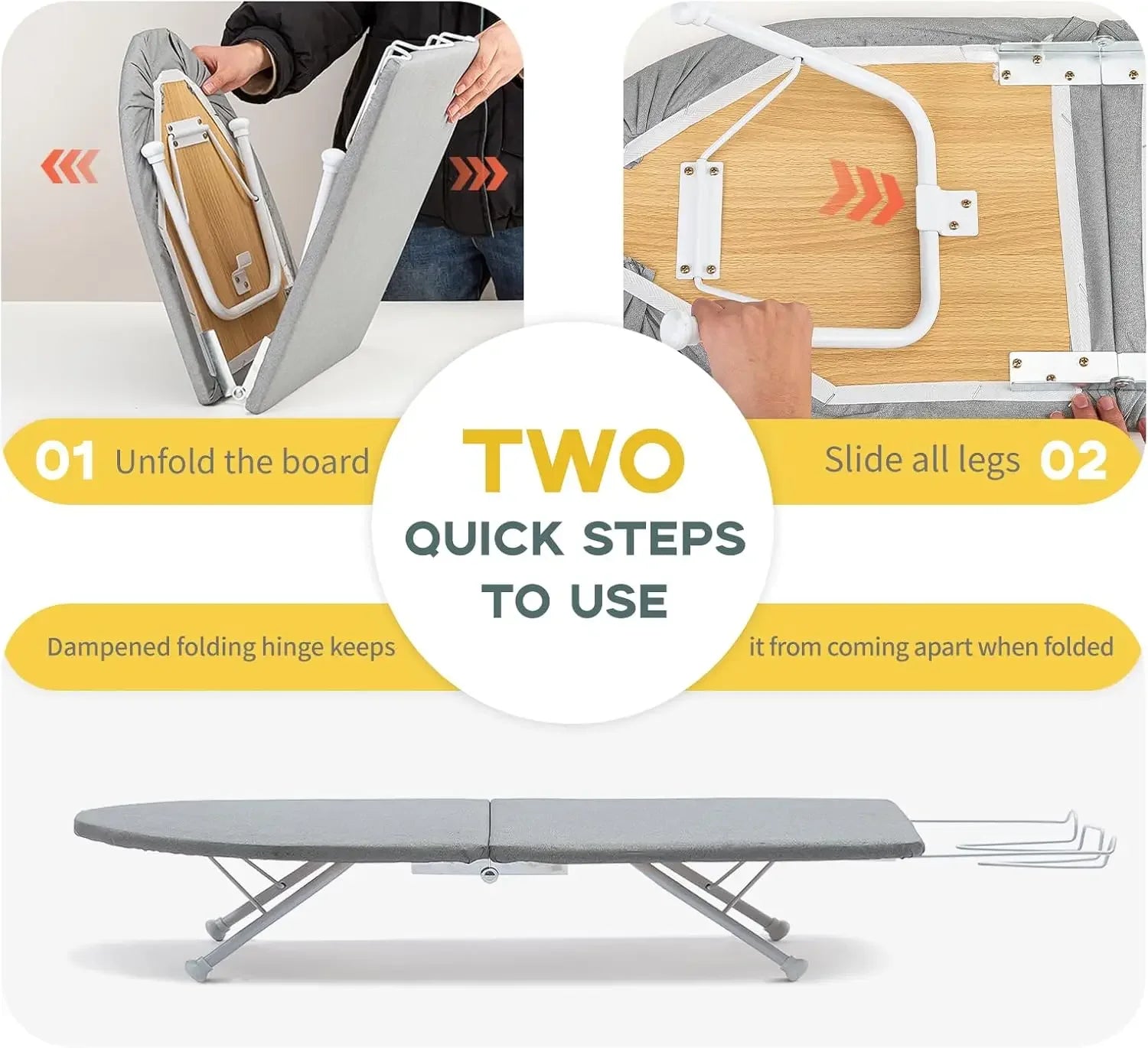 Foldable Mini Ironing Board with Cotton Cover, Portable Tabletop Iron Rest for Space Saving 32"x12" Peaceful Pleasures Health and Wellness