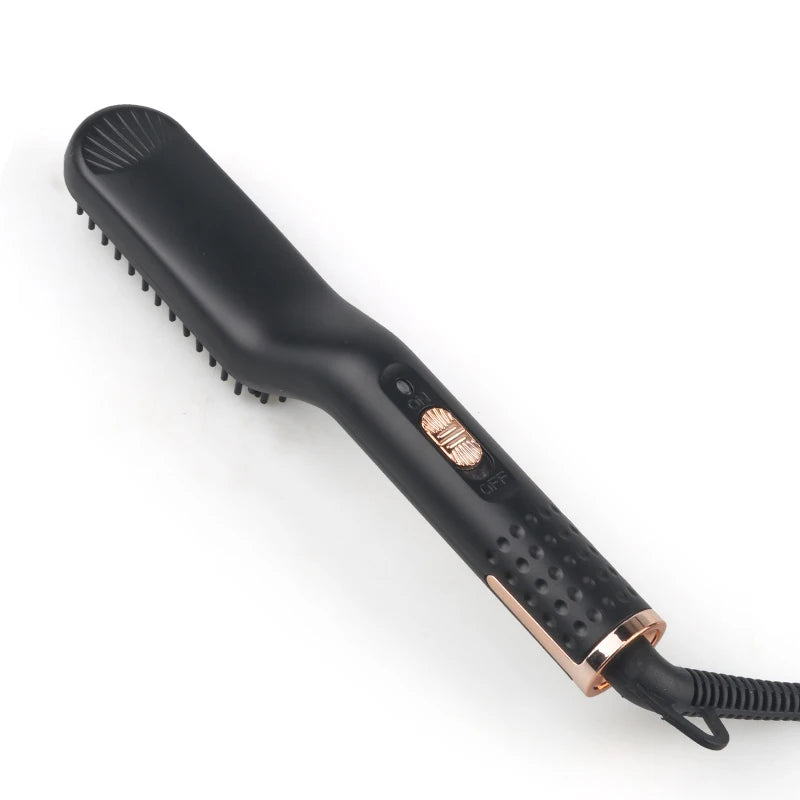 Beard Straightening Brush Men's Professional Quick Heated Electric Hair Straightener Comb Electric Ceramic Hair Straightener Peaceful Pleasures Health and Wellness black 100V-240V EU Plug Type C