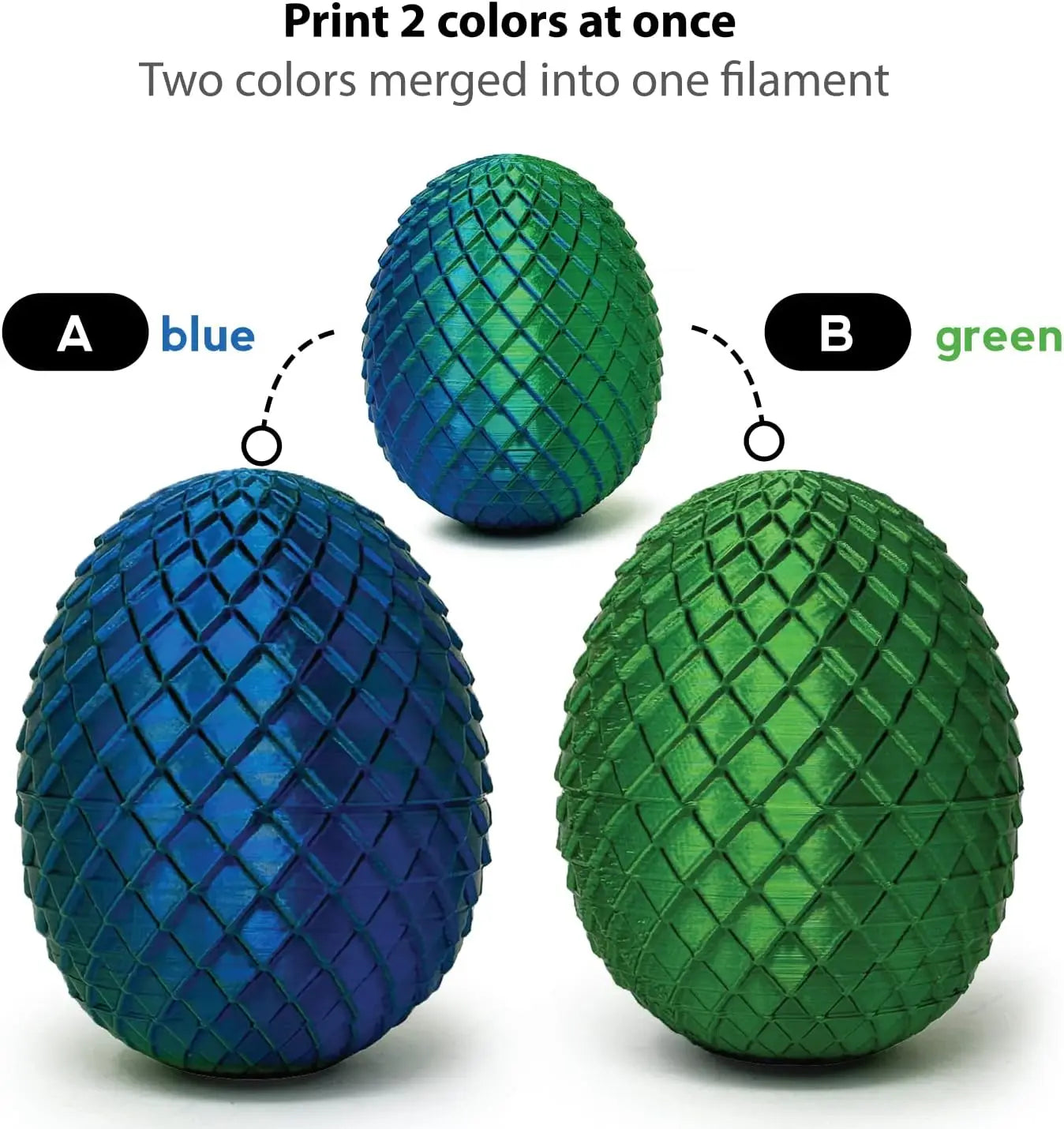 Silk Dual-Color PLA Filament 1.75mm | 2-in-1 Coextrusion FDM