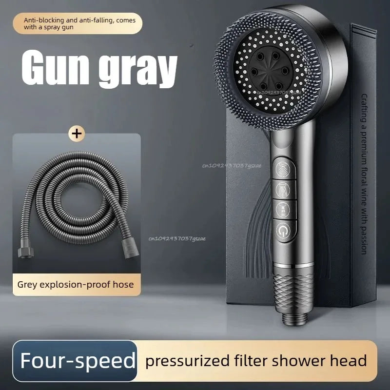 4-Mode Handheld Shower Head – Water Saving, Leak-Free