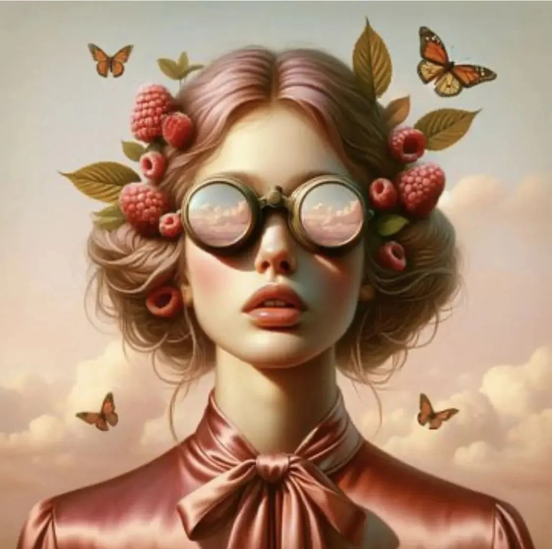 Surrealism Woman & Fish Canvas Wall Art | Fantasy Portrait Print