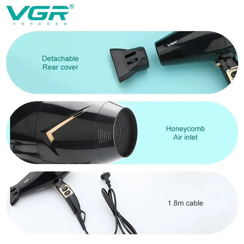 VGR convenient hair dryer high-power hair salon household hair dryer cold hot air negative ion quick drying hair dryer V-423 Peaceful Pleasures Health and Wellness