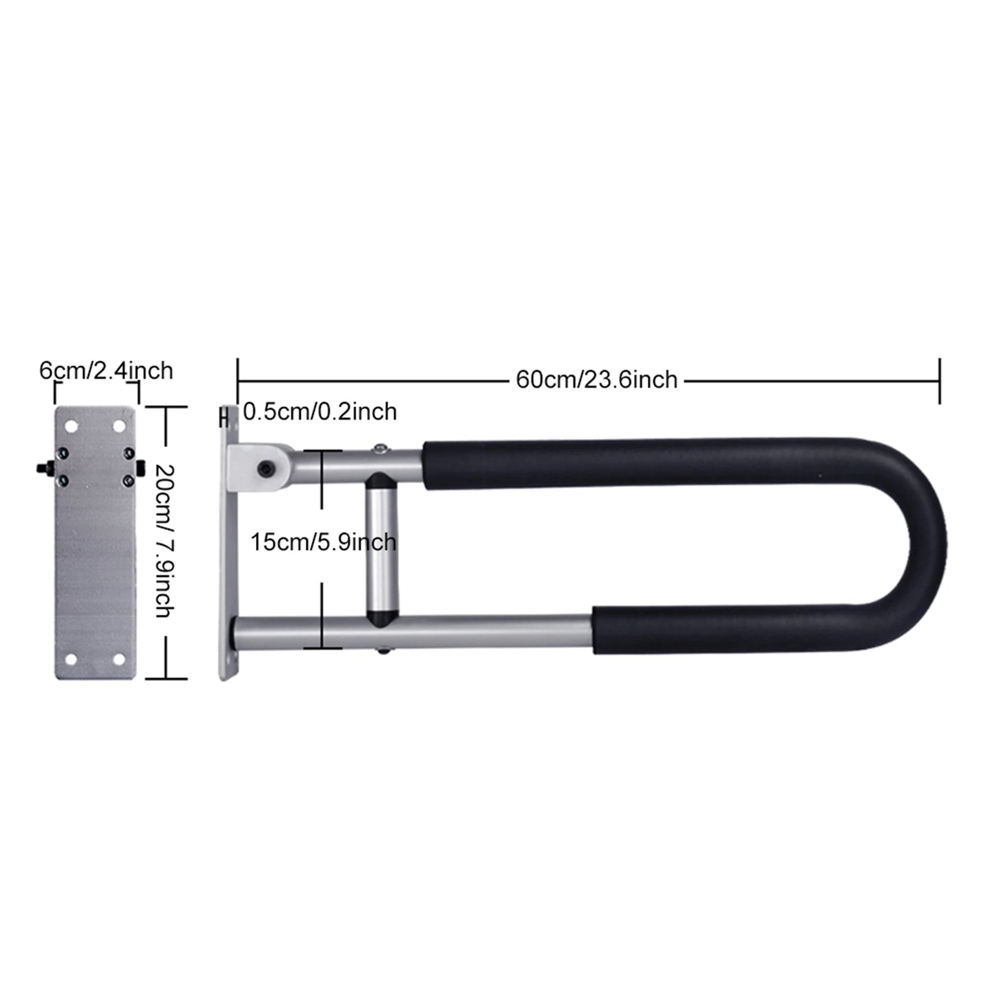 Toilet Handrail Bathroom Safety Bar Hand Support Rail Disabled Handrail Folding Alloy Toilet Accessories Install Bathroom Handle Peaceful Pleasures Health and Wellness