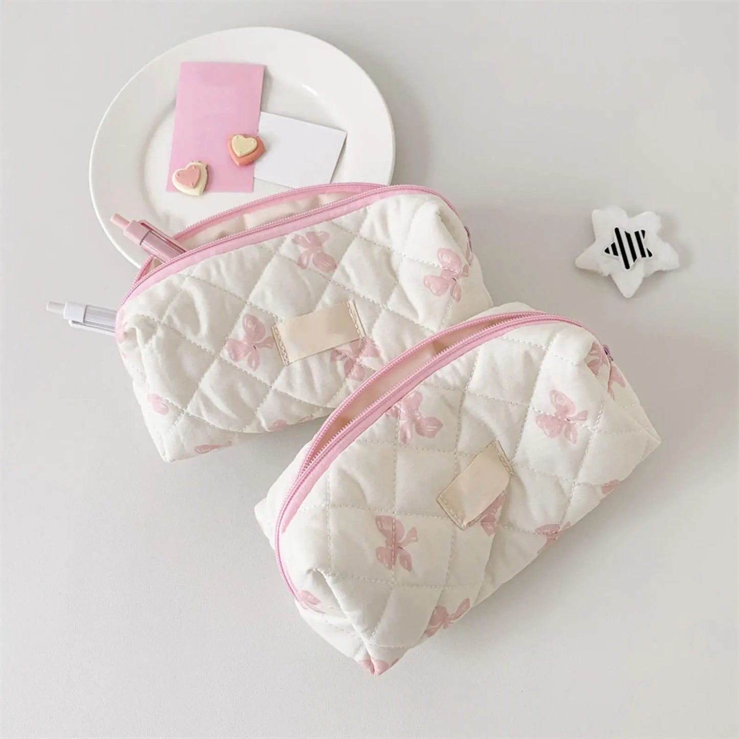 Large Bow Print Pencil Case & Makeup Organizer Bag