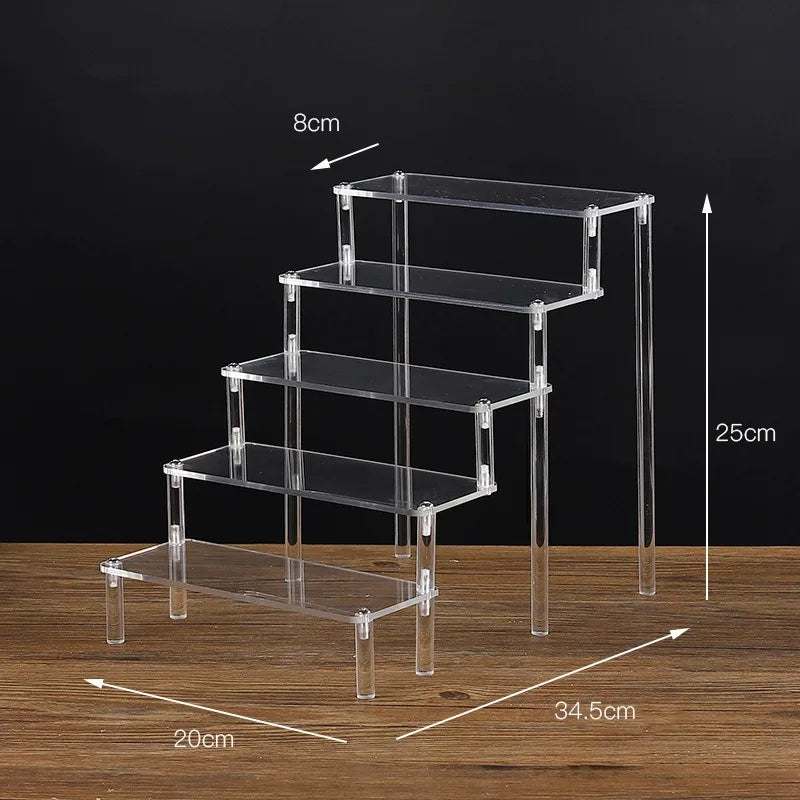 1-5 Tier Acrylic Display Stand Clear Display Riser Rack for Cupcake Perfume Doll Décor Organizer Amiibo Funko POP Figures DC05 Peaceful Pleasures Health and Wellness 5 tier 20x8