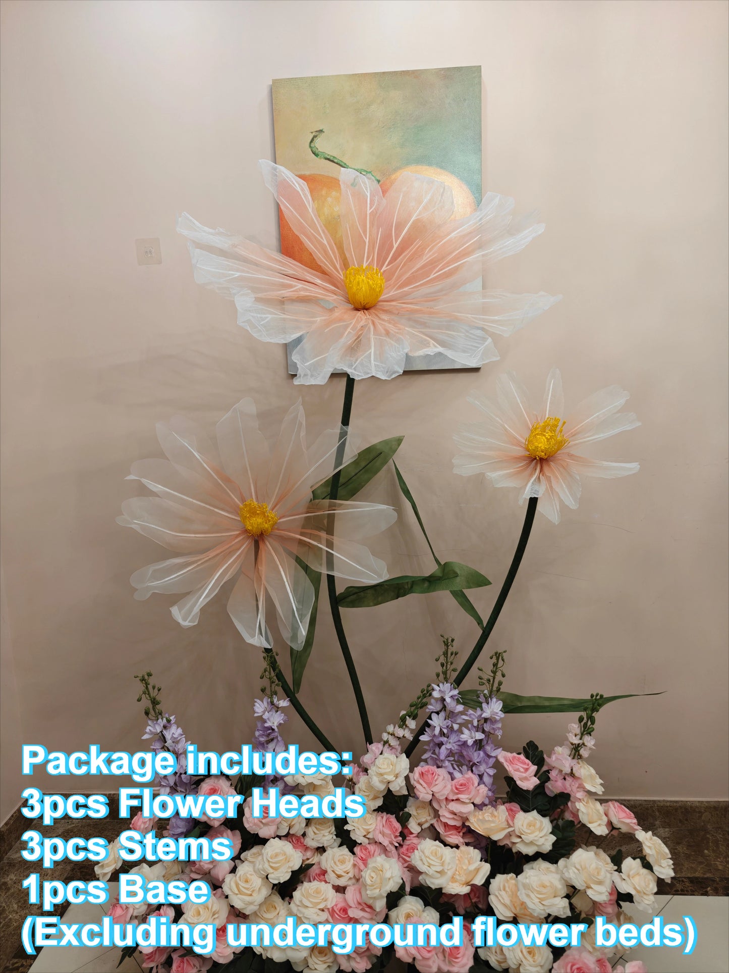 Artificial Silk Poppy Flower Wedding Backdrop Stand 40–80cm