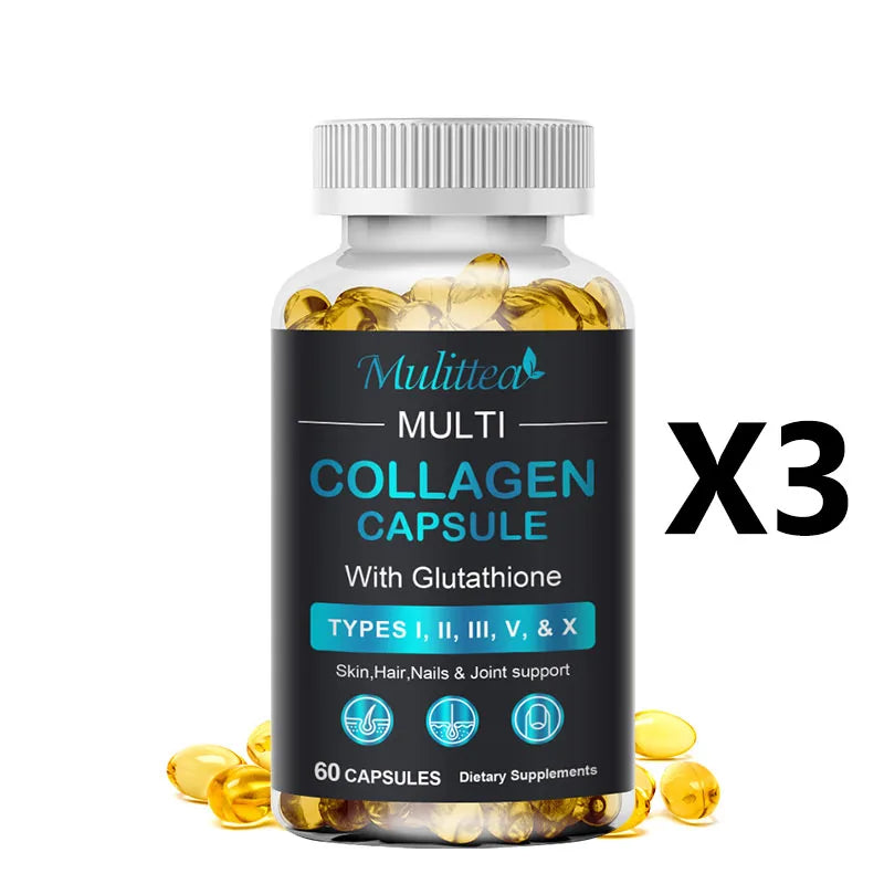 Multi-Collagen Complex with Biotin – Skin, Hair, Nails & Joints | 60 Capsules Peaceful Pleasures Health and Wellness 60pcs 3bottles United States