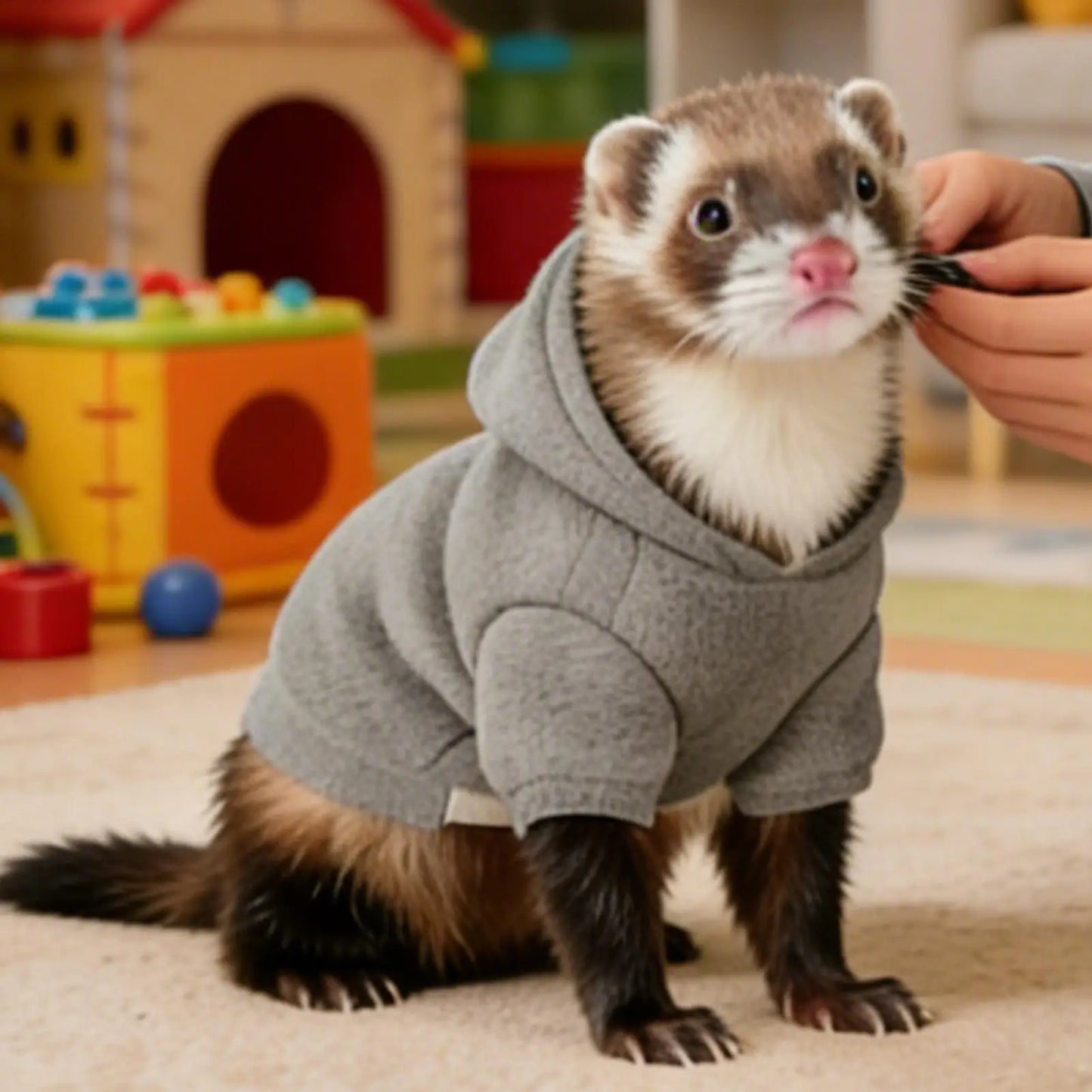 Ferret Hoodie Costume & Harness Set for Small Pets