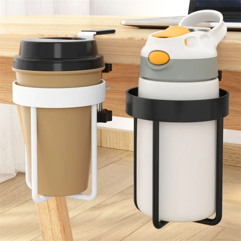 Table Edge Water Cup Holder Iron Hanging Office Coffee Cups Hook Desk Side Storage Rack Fixed No-punching Traceless Mug holder Peaceful Pleasures Health and Wellness
