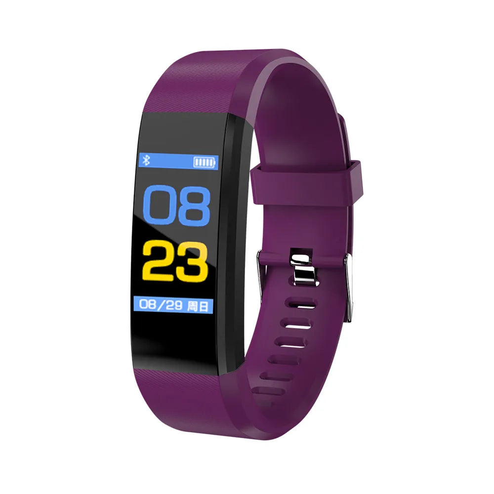 For Fitbit LCD Smartband Watch Fitness Tracke Heart Rate Blood Pressure Smart Bracelet Bluetooth-Compatible Waterproof Wristband Peaceful Pleasures Health and Wellness PURPLE