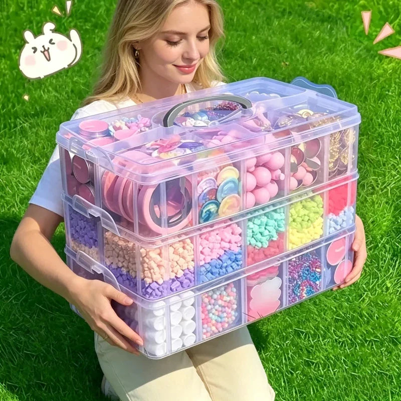 3-Tier Stackable Clear Storage Box – 18-Compartment Organizer