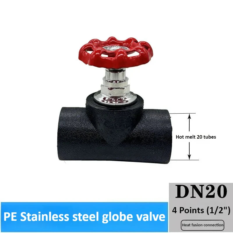 Copper Globe Valve DN20–DN63 Handwheel Gate for PE Pipe
