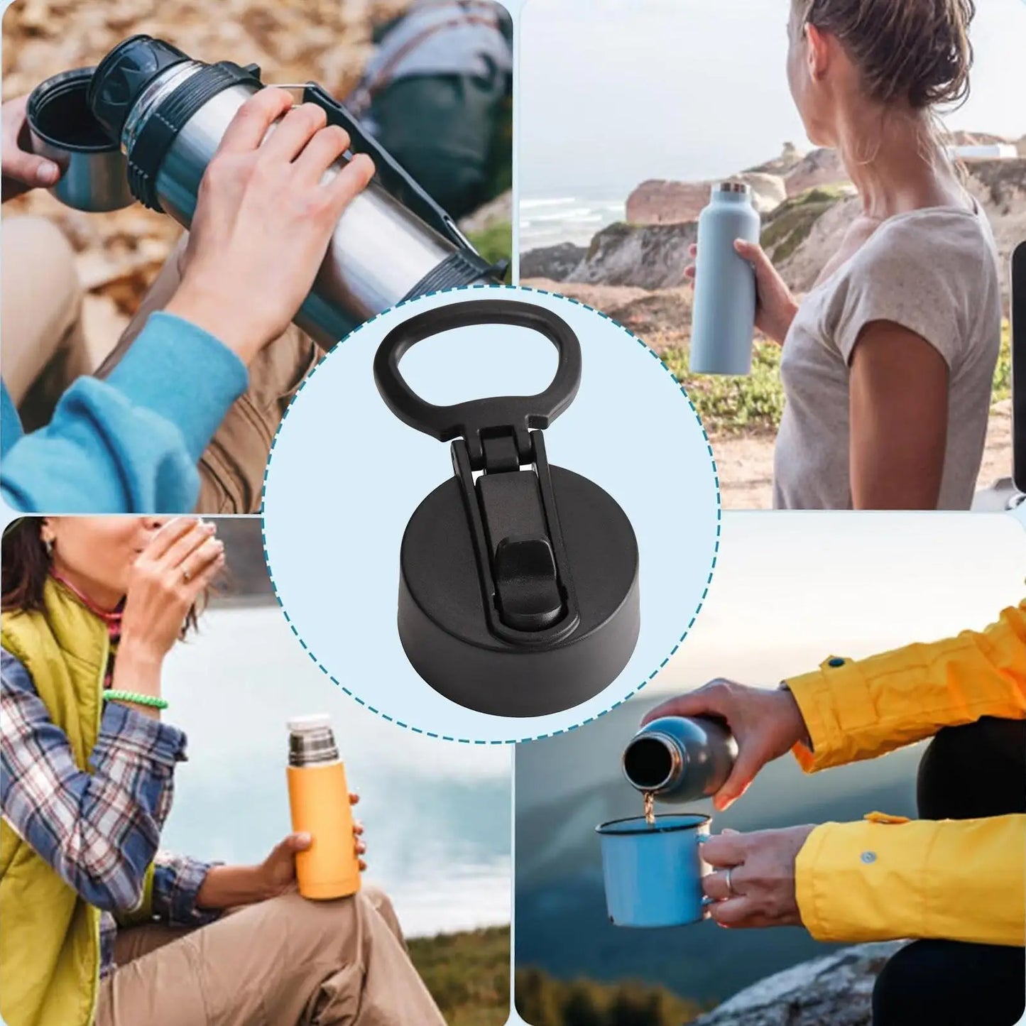 Leak-Proof Replacement Spout Lid for Wide Mouth Bottles