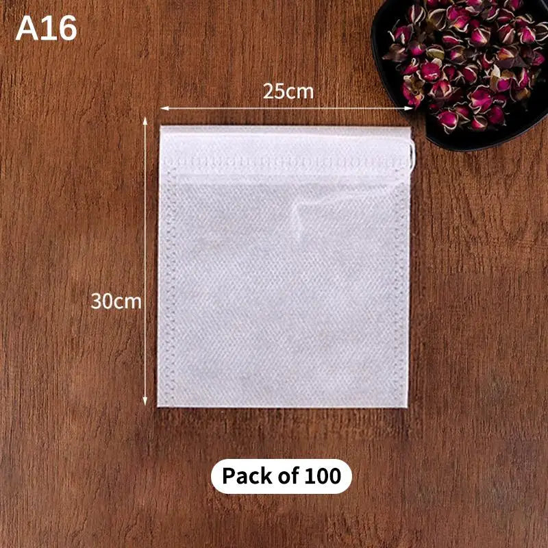 100 Disposable Drawstring Tea Bags – Empty Filter Pouches Tea Filter Bags Peaceful Pleasures Health and Wellness A16