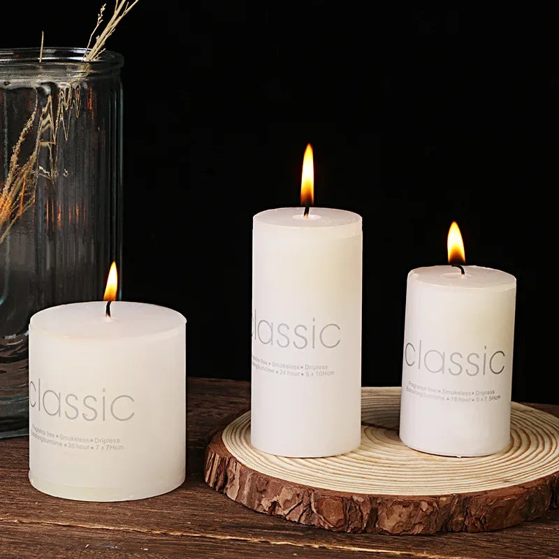 Classic European Ivory White Large Candle Smokeless and Odorless Romantic Wedding Hotel Decoration Festival Supplies Peaceful Pleasures Health and Wellness