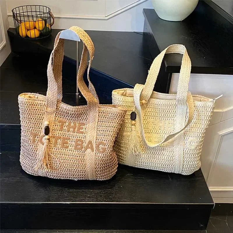 French Style Woven Straw Tote Bag – Large Capacity Beach Bag
