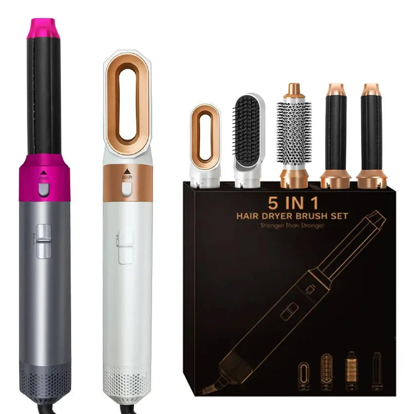 Hair Dryer 5-In-1 Electric Hair Comb Negative Ion Straight Curler Brush Blow Dryer Air Comb Removable Brush Kit Tool Peaceful Pleasures Health and Wellness
