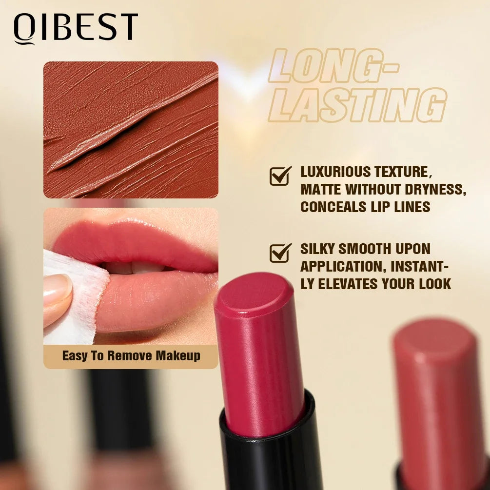 QIBEST 6 Colors Matte Lipstick Sets Lasting Moisturizing Nude Sculpting Lipstick Pencil Makeup Hydrating Lip Stain Tint Cosmetic Peaceful Pleasures Health and Wellness