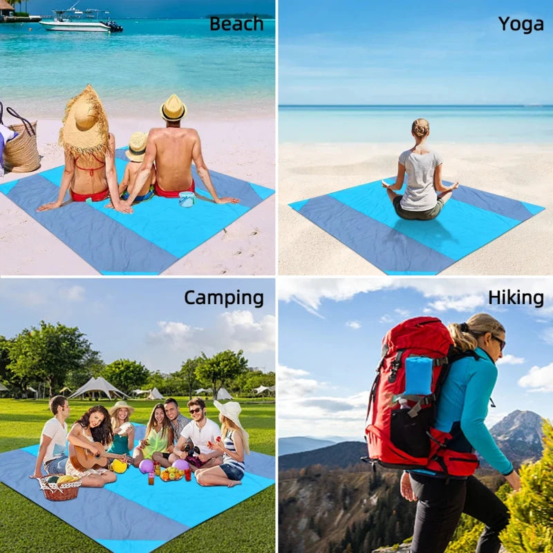 Waterproof Picnic Mat Outdoor Beach Mat Folding Portable Camping Mat Gingham Moisture Proof Lightweight Blanket with Pocket Peaceful Pleasures Health and Wellness