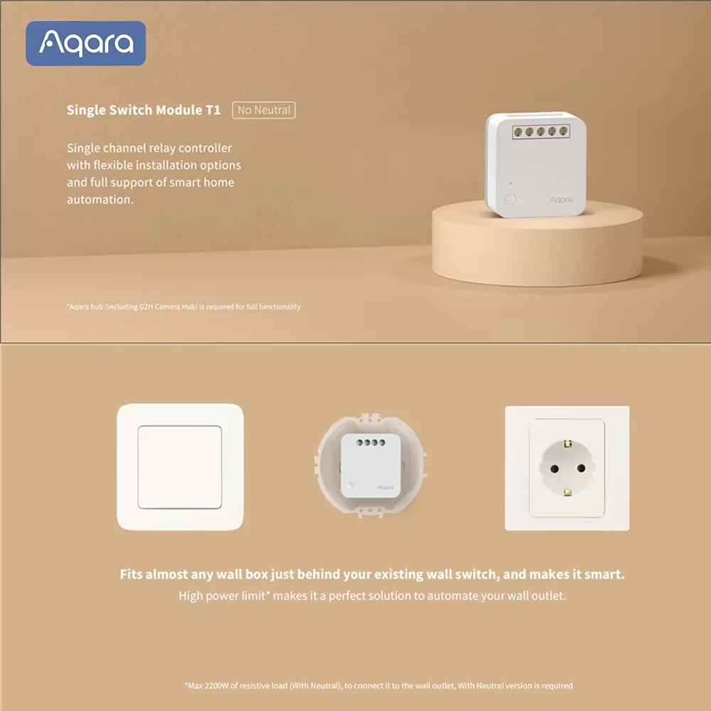 Aqara Single Chiannel Relay Controller T1 Switch module Zigbee 3.0 Neutral Smart home Timers Remote Control work with Homekit Peaceful Pleasures Health and Wellness