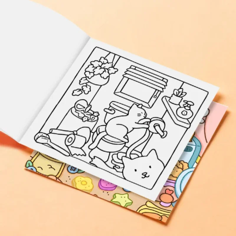 Adult Coloring Book Cat Life Bold Easy Patterns Cute Drawing Party