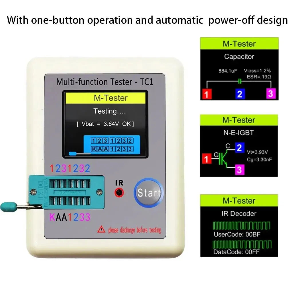 LCR TC1 1.8 Inch TFT LCD Display Multimeter Transistor Tester Diode Triode Resistor Capacitor Test Meter Peaceful Pleasures Health and Wellness