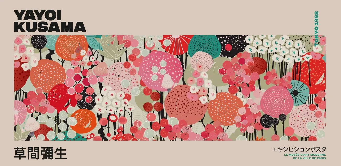 Abstract Yayoi Kusama Flower Japanese Exhibition Art Poster Vintage Print Canvas Painting Modern Room Wall Home Decor cuadros Peaceful Pleasures Health and Wellness 3 50x100cm