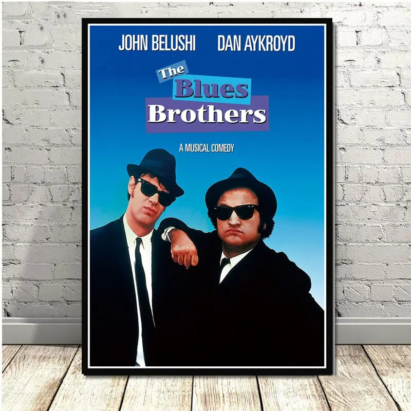 Vintage Blues Brothers Canvas Wall Art Classic Movie TV Show Poster Retro Print for Home Bedroom Living Room Decoration Peaceful Pleasures Health and Wellness