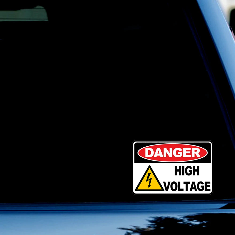12.7CM Wide Warning HIGH VOLTAGE Car Sticker And Decal for Windows, Cars, SUV, Trucks 2Pcs Peaceful Pleasures Health and Wellness