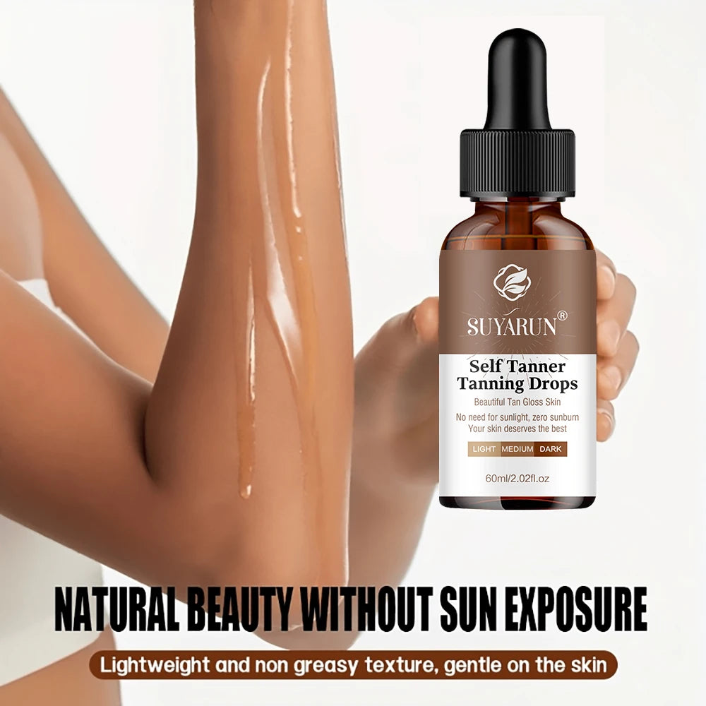 Sunless Tanning Serum - Buildable Natural Glow, Streak-Free Formula for All Skin Tones. Moisturizing & Non-Irritating. Peaceful Pleasures Health and Wellness