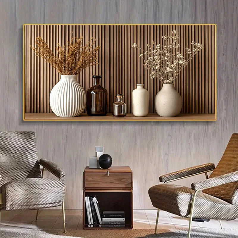 1pc Frameless Modern Abstract Vase Plants Still Life Print Art Wall Art Canvas Painting Art Modern Canvas Poster Wall Decor Peaceful Pleasures Health and Wellness