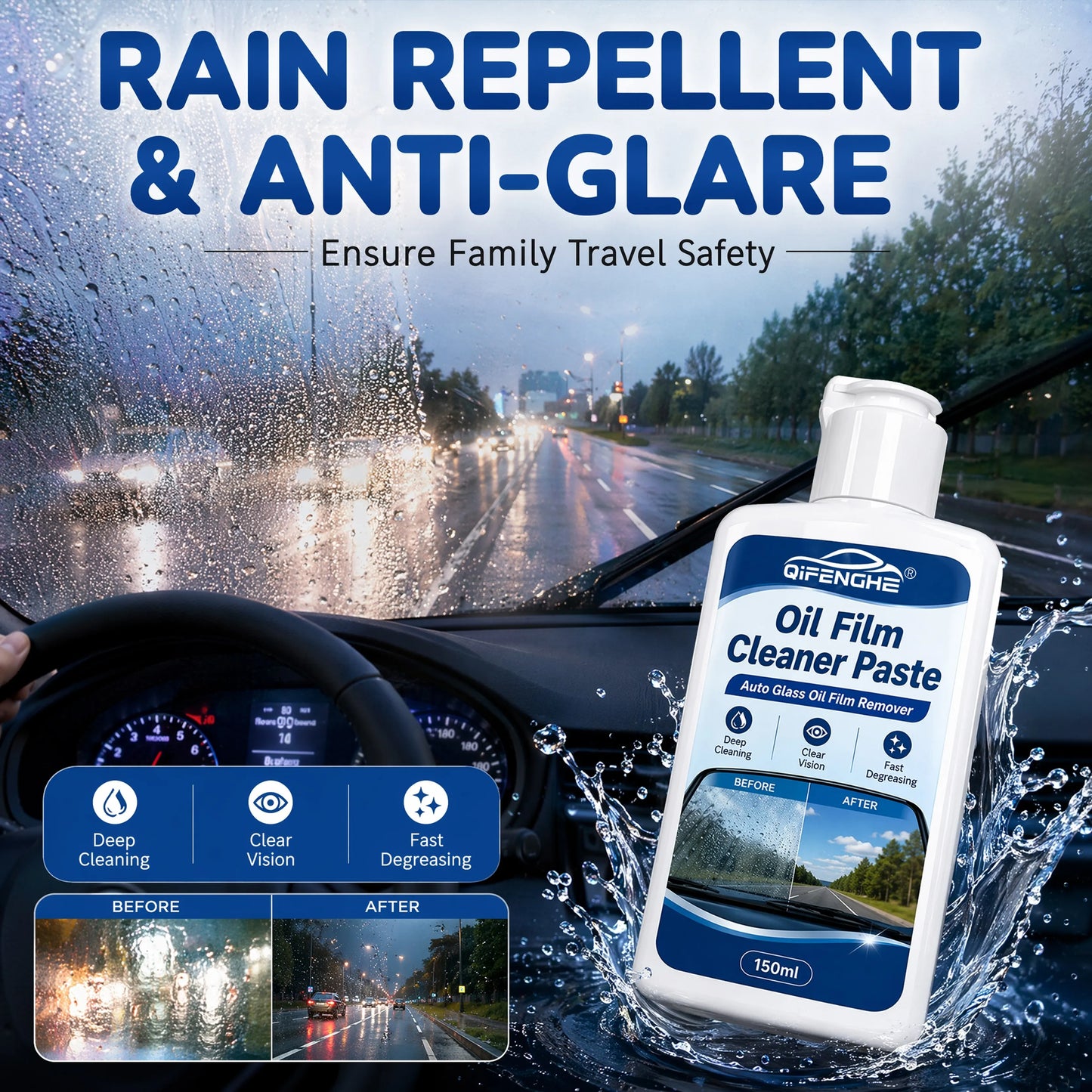 Car Glass Oil Film Cleaner Paste 150ml | Windshield Degreaser
