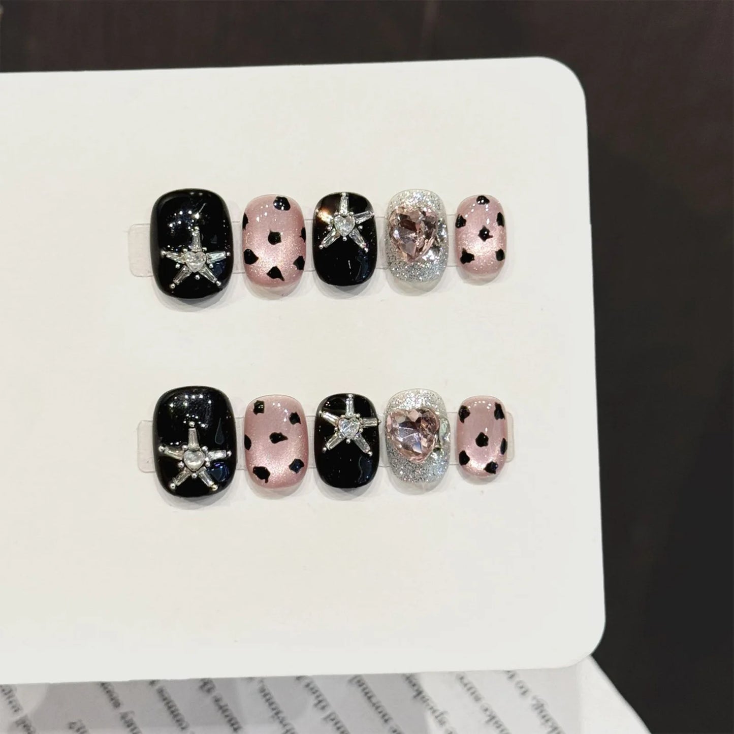 Handmade Glitter Diamond Star Press On Nails Y2K Style – 10pcs