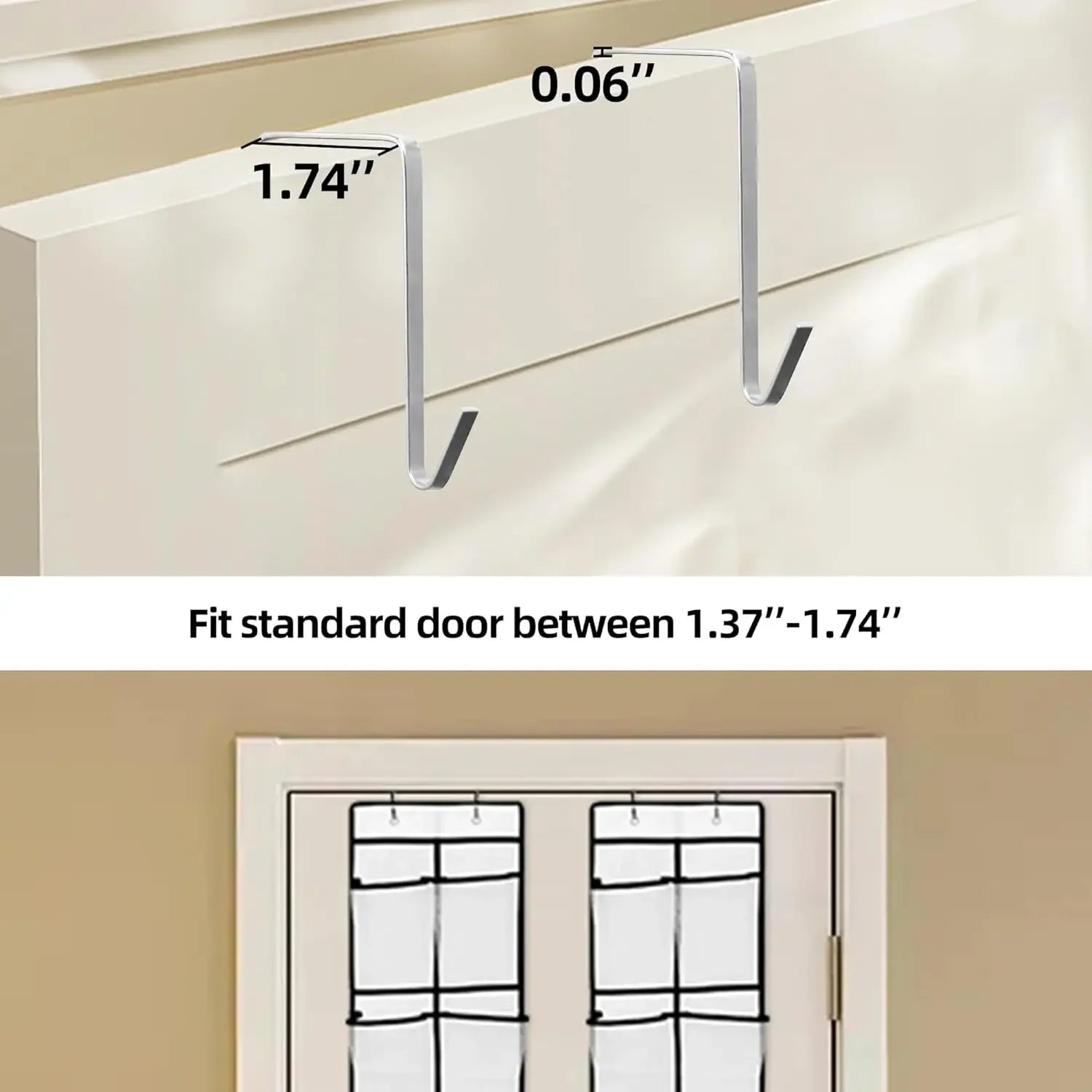 14-Pocket Over Door Shoe Organizer, White Hanging Rack for Closet Storage, 2-Pack Peaceful Pleasures Health and Wellness