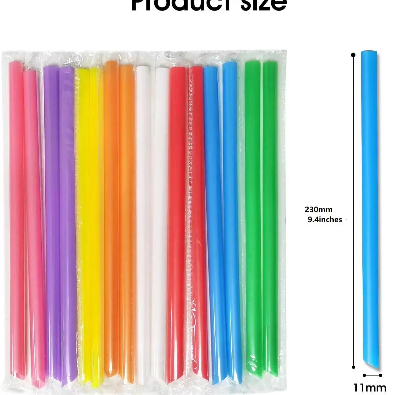 100/300PCS Multi Colors Jumbo Smoothie Boba Straws,Plastic Milkshake Disposable Wide-mouthed Large Individually Wrapped Straws Peaceful Pleasures Health and Wellness 23CM Long 300pcs