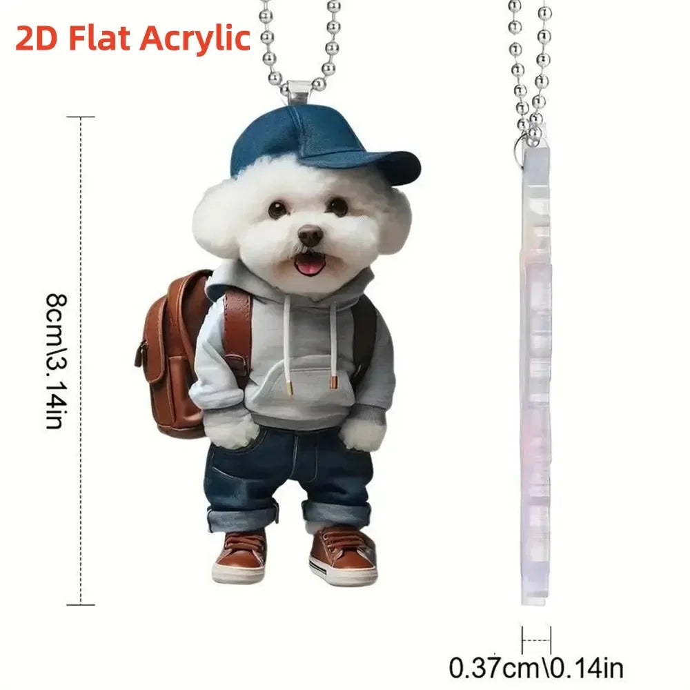 2D Acrylic Dog & Cat Pendant – Car, Xmas Tree & Bag Ornament